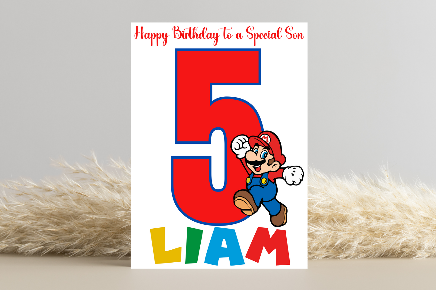 Personalised Super Mario Number Birthday Card