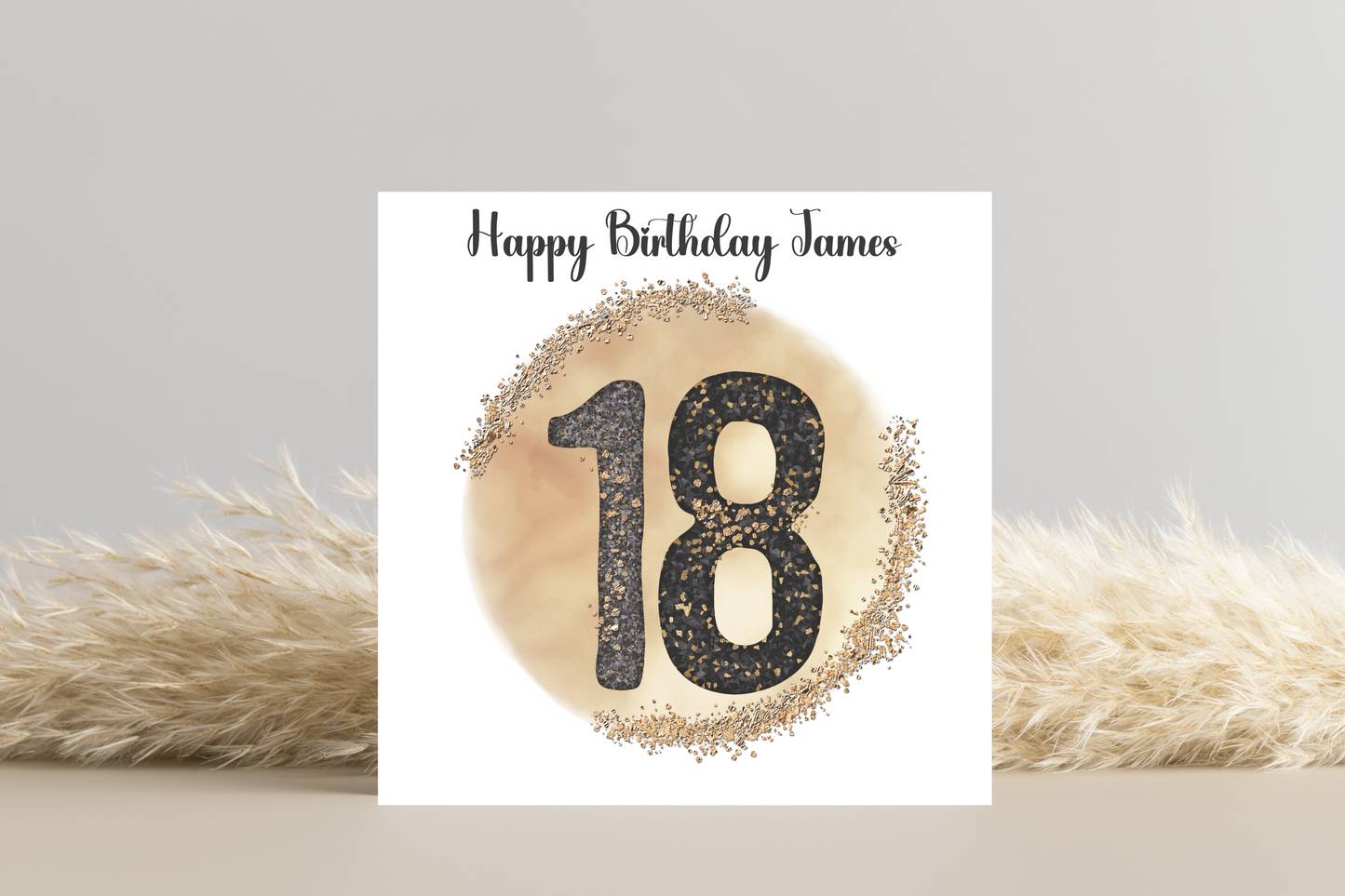 Personalised Black and Gold 18th Birthday Card