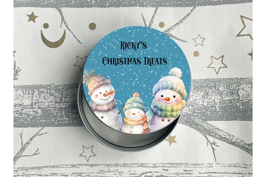 Personalised Snowman Christmas Treat Tin