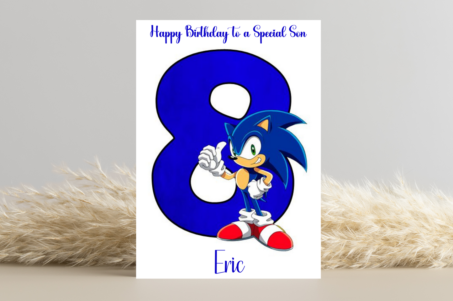 Personalised Sonic the Hedgehog Number Birthday Card