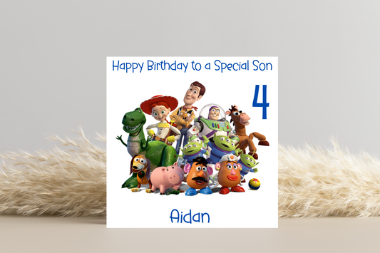 Personalised Toy Story Birthday Card for Kids | Custom Name and Age | Woody, Buzz, and Friends Design