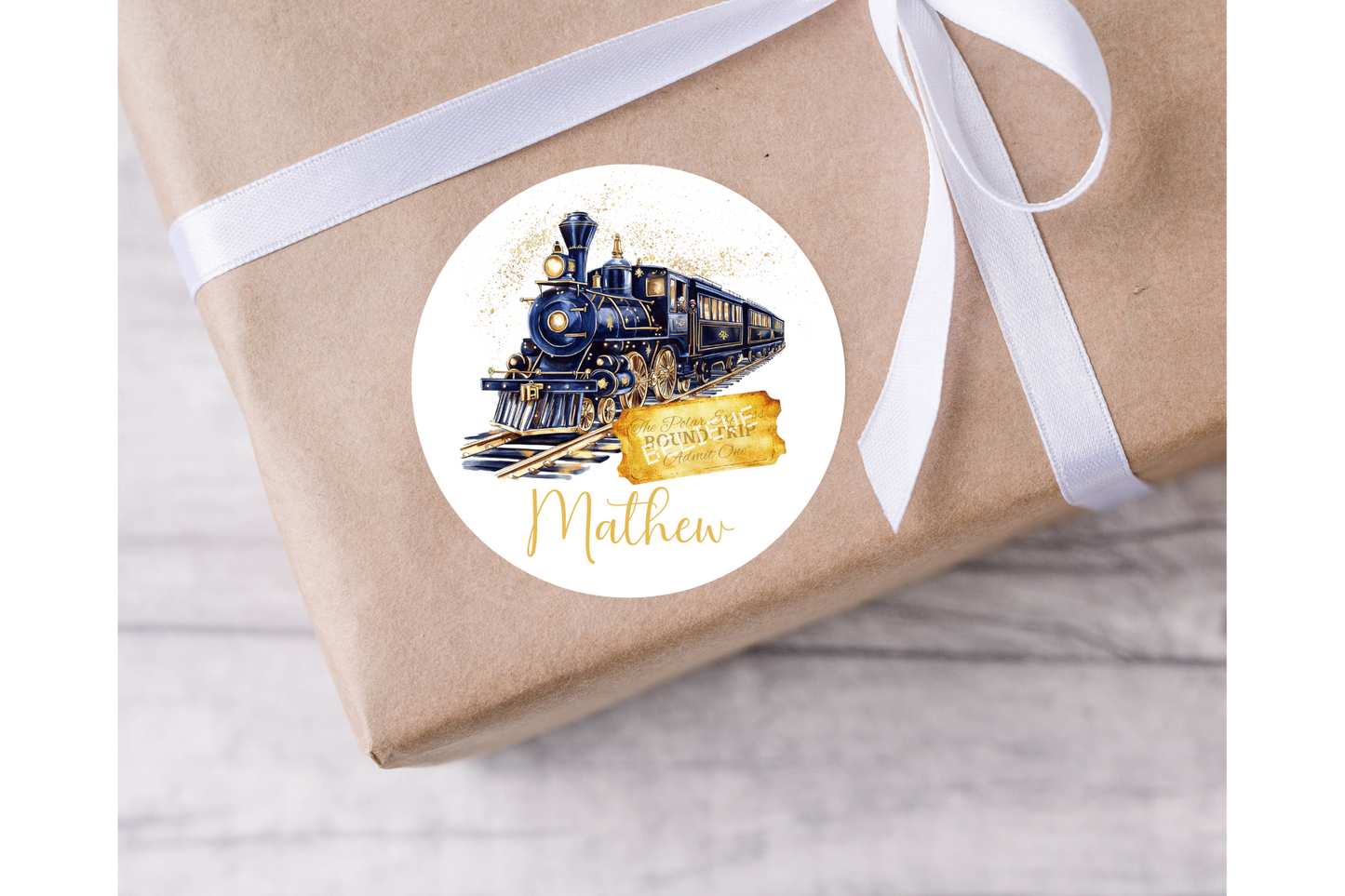 Personalised Christmas Express Golden Ticket Christmas Present Labels - 12 per sheet