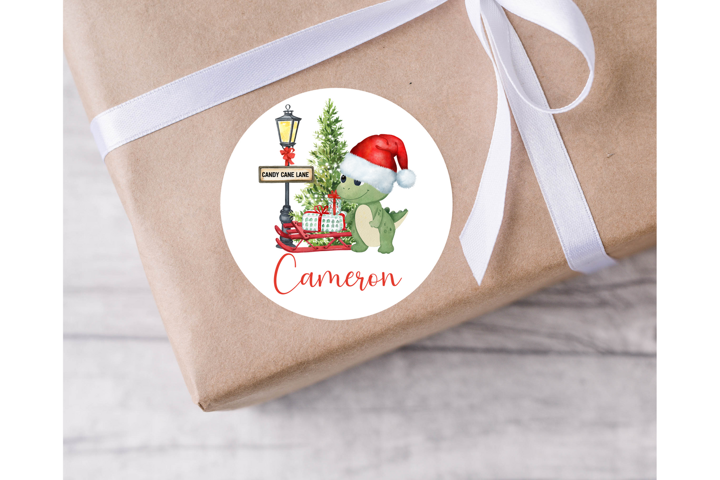 Personalised Dinosaur Christmas Present Labels - 12 per sheet