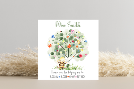 Personalised Thank you for helping me Teacher Card