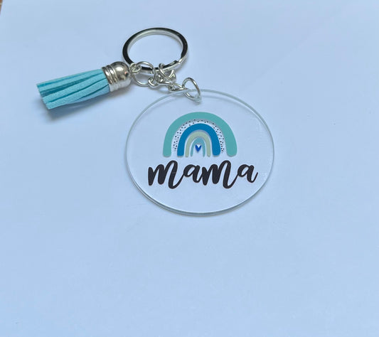 Mama rainbow Keyring with matching tassel