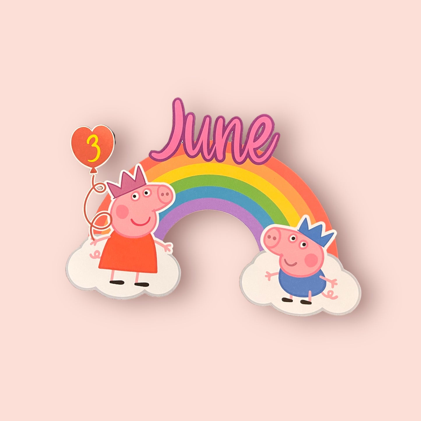 Personalised Peppa Pig Rainbow Cake Topper