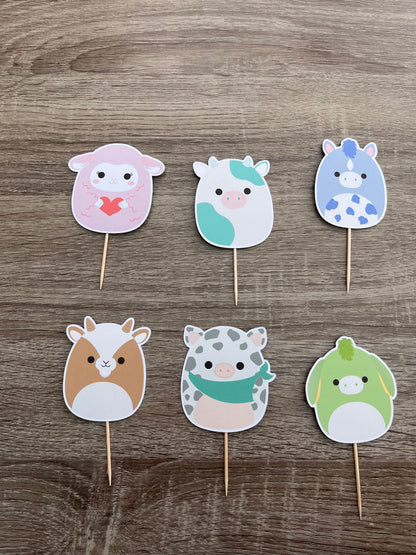 Set of 8 animal mix Squishmallows CupCake Toppers