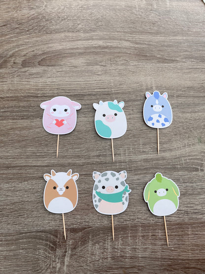 Set of 8 animal mix Squishmallows CupCake Toppers