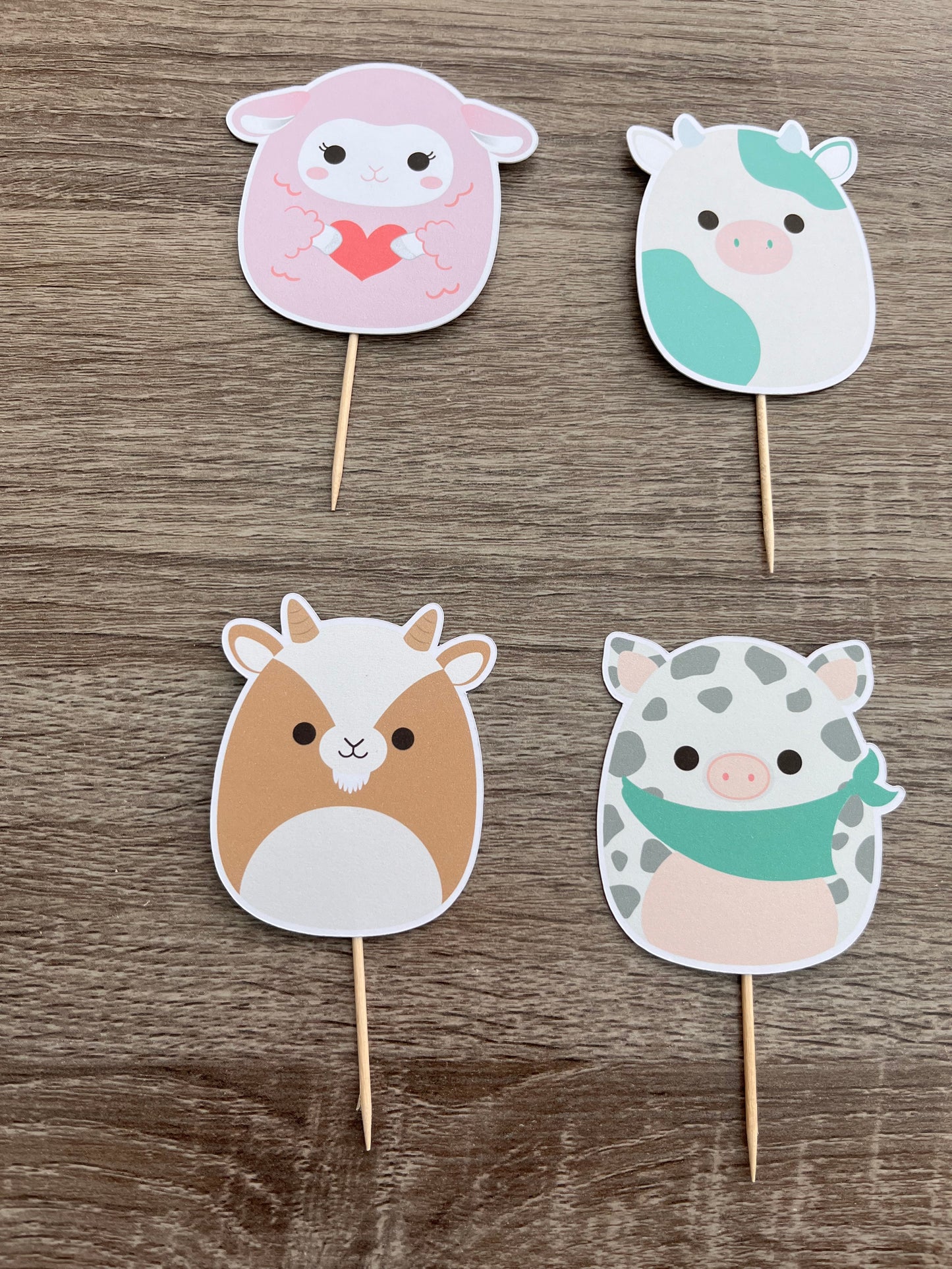 Set of 8 animal mix Squishmallows CupCake Toppers