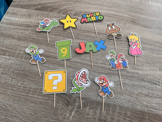 Set of 12 Super Mario cupcake toppers