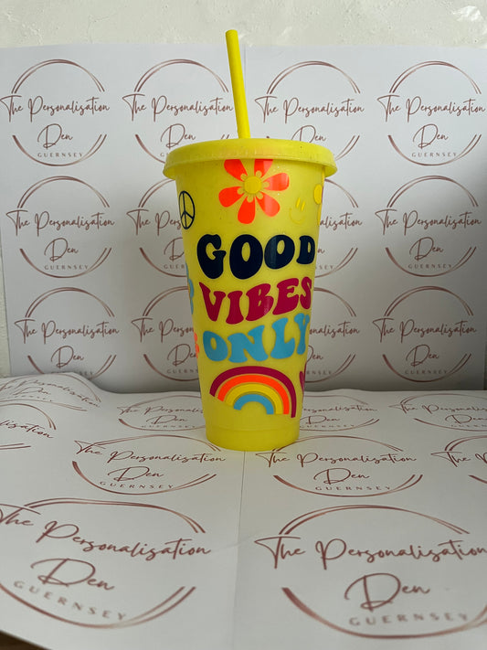 Yellow Good Vibes Cold Cup