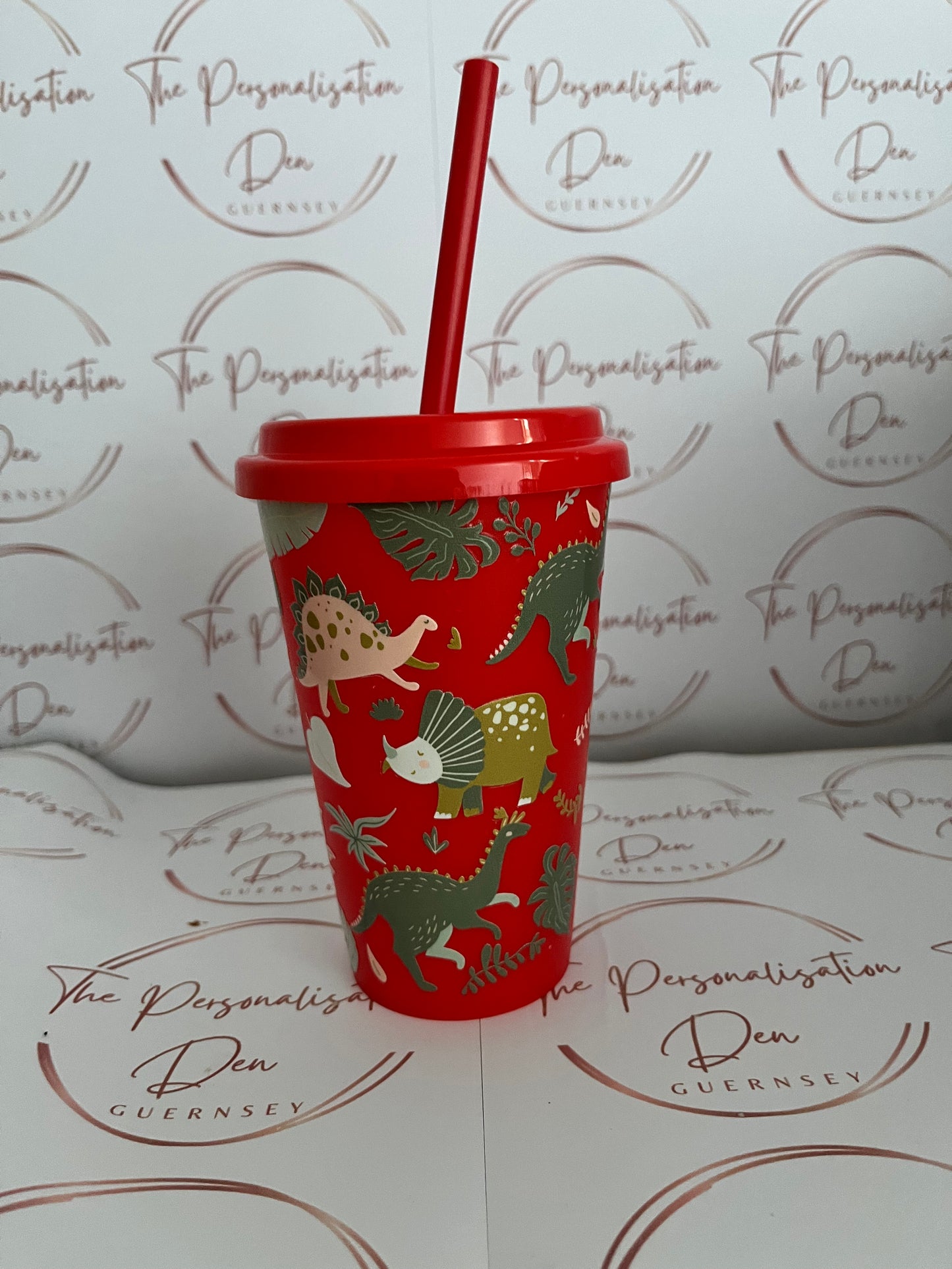 Red 12oz Dinosaur Cold Cup