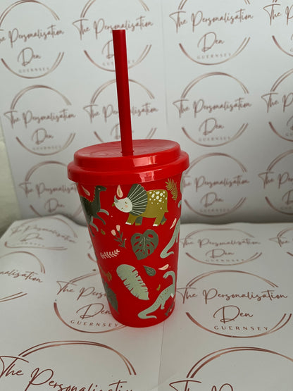 Red 12oz Dinosaur Cold Cup