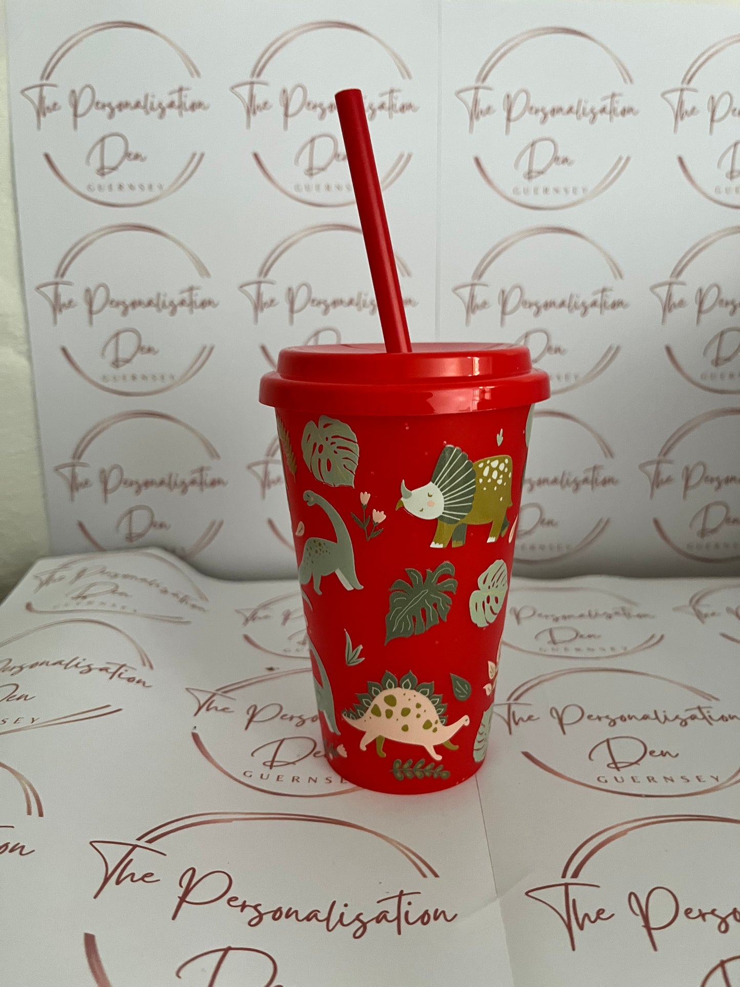 Red 12oz Dinosaur Cold Cup