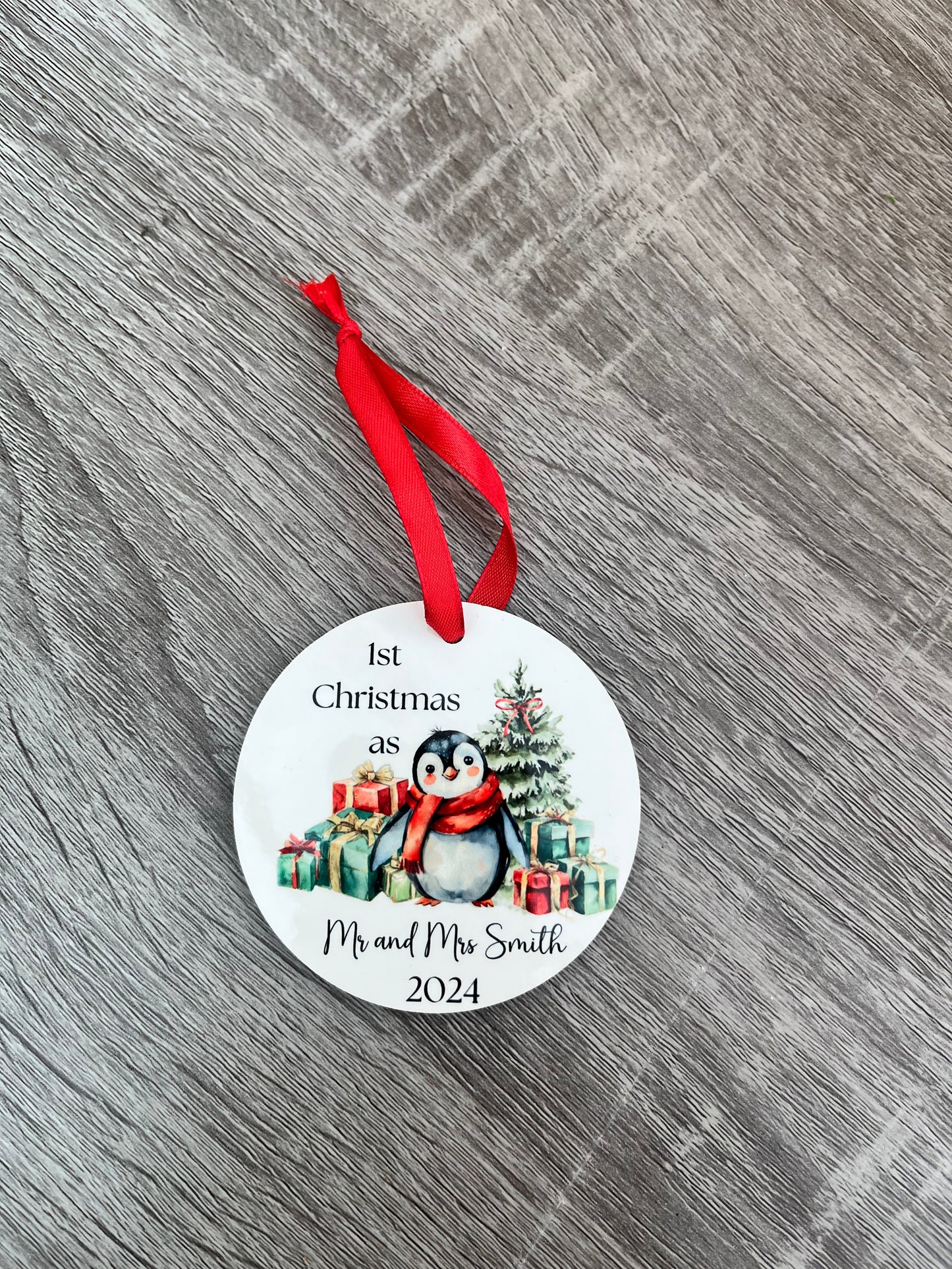 Personalised 1st Christmas as Mr and Mrs Christmas Tree Decoration