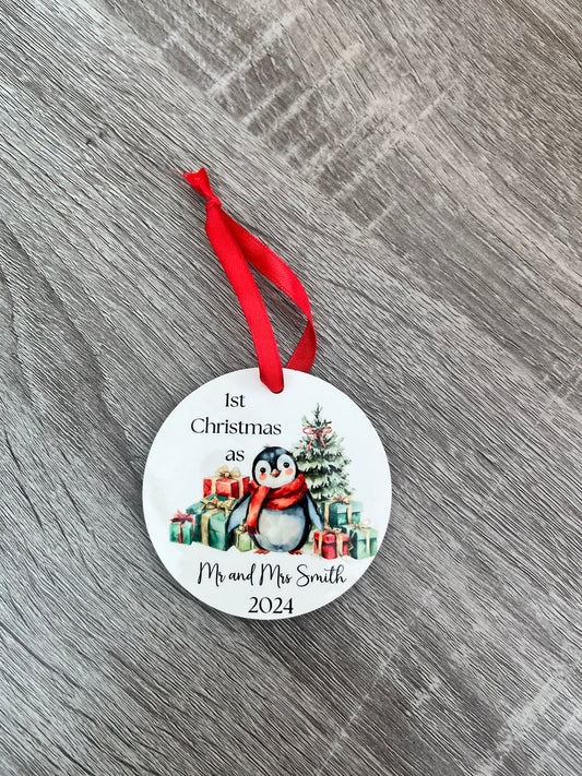 Personalised 1st Christmas as Mr and Mrs Christmas Tree Decoration