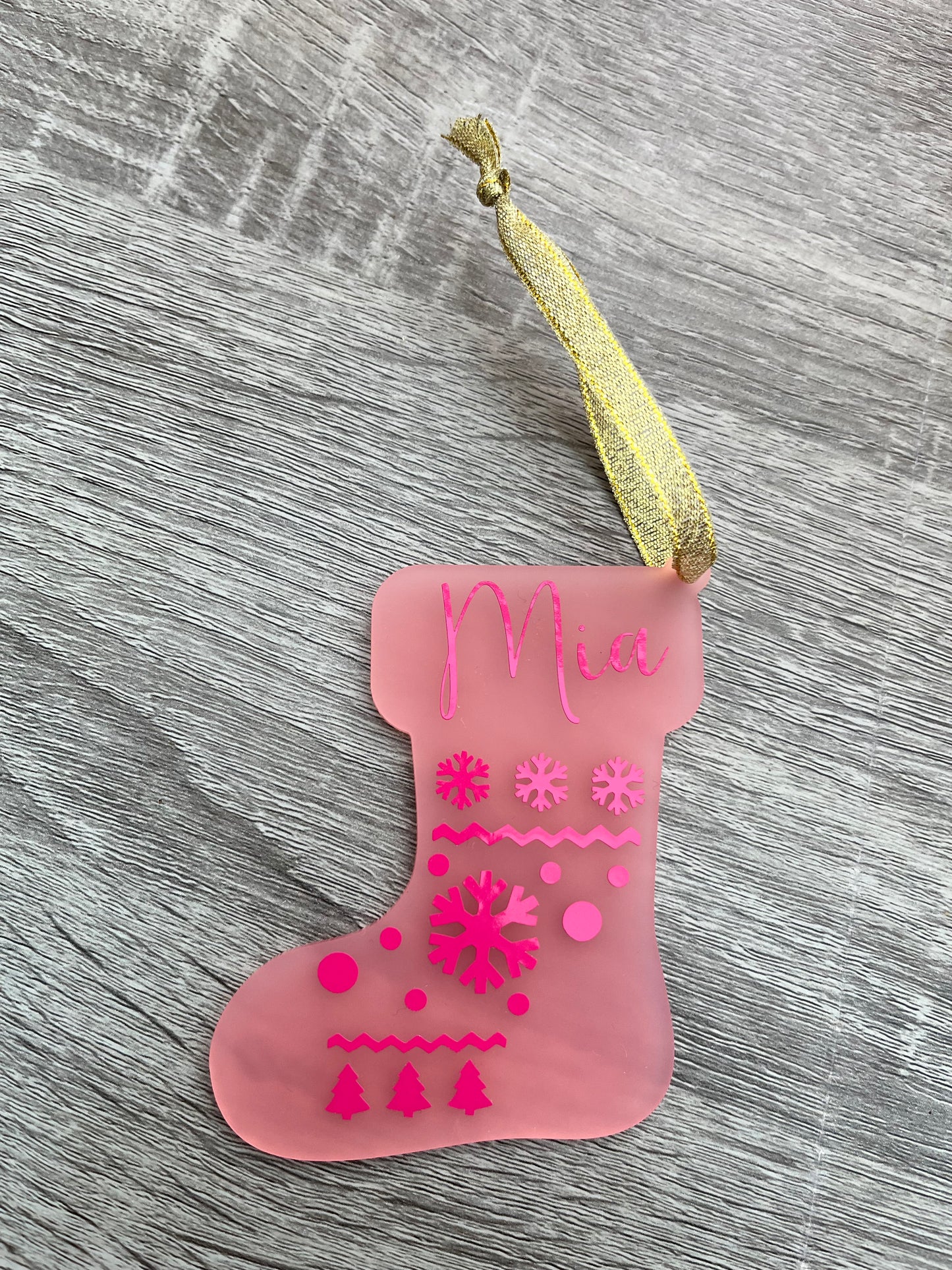 Acrylic Personalised Stocking Tree Decoration