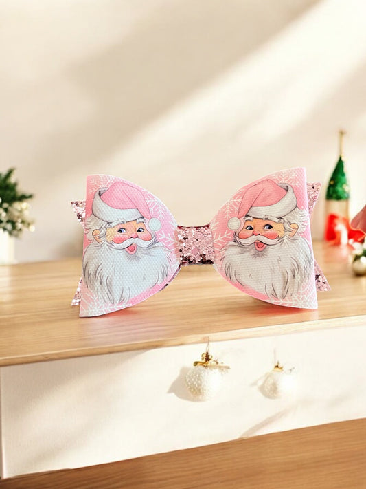 Pink Santa Hair Bow