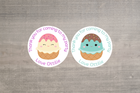 20 X Squishmallow Ice cream Mix Thank You For Coming To My Party Stickers