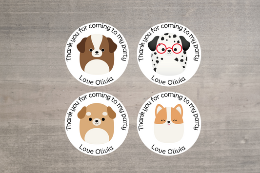 20 X Squishmallow Dog Mix Thank You For Coming To My Party Stickers