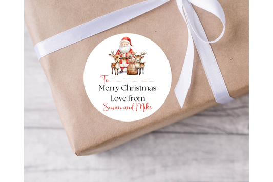 Personalised Santa Christmas Present Labels - 12 per sheet