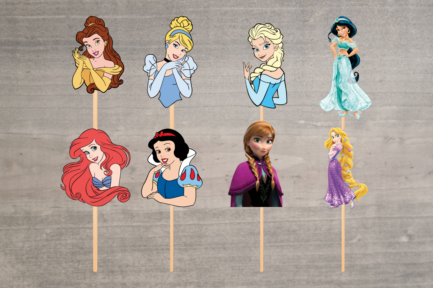 Set of 8 Princess cupcake toppers