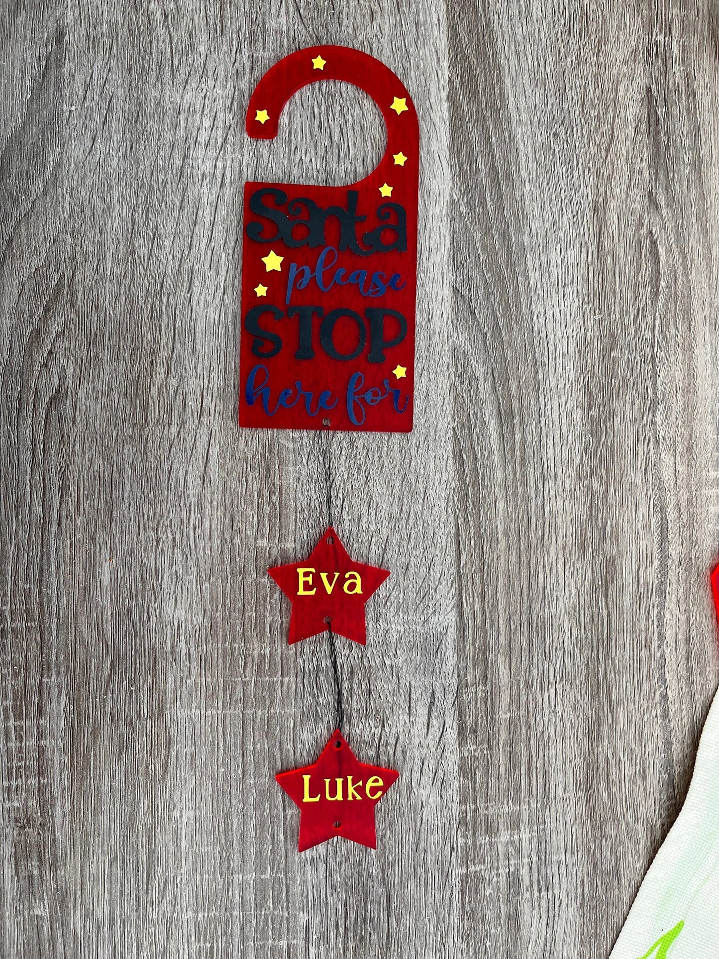 Santa Please Stop Here  Door Sign: Personalised Stars with Names