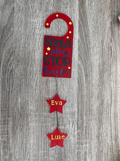 Santa Please Stop Here  Door Sign: Personalised Stars with Names