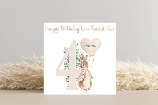 Personalised Peter Rabbit beige Birthday Card