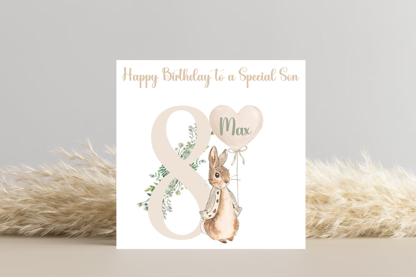 Personalised Peter Rabbit beige Birthday Card