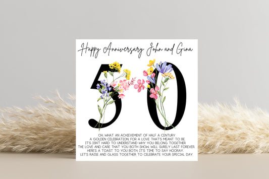 Personalised 50th Golden Wedding Anniversary Card