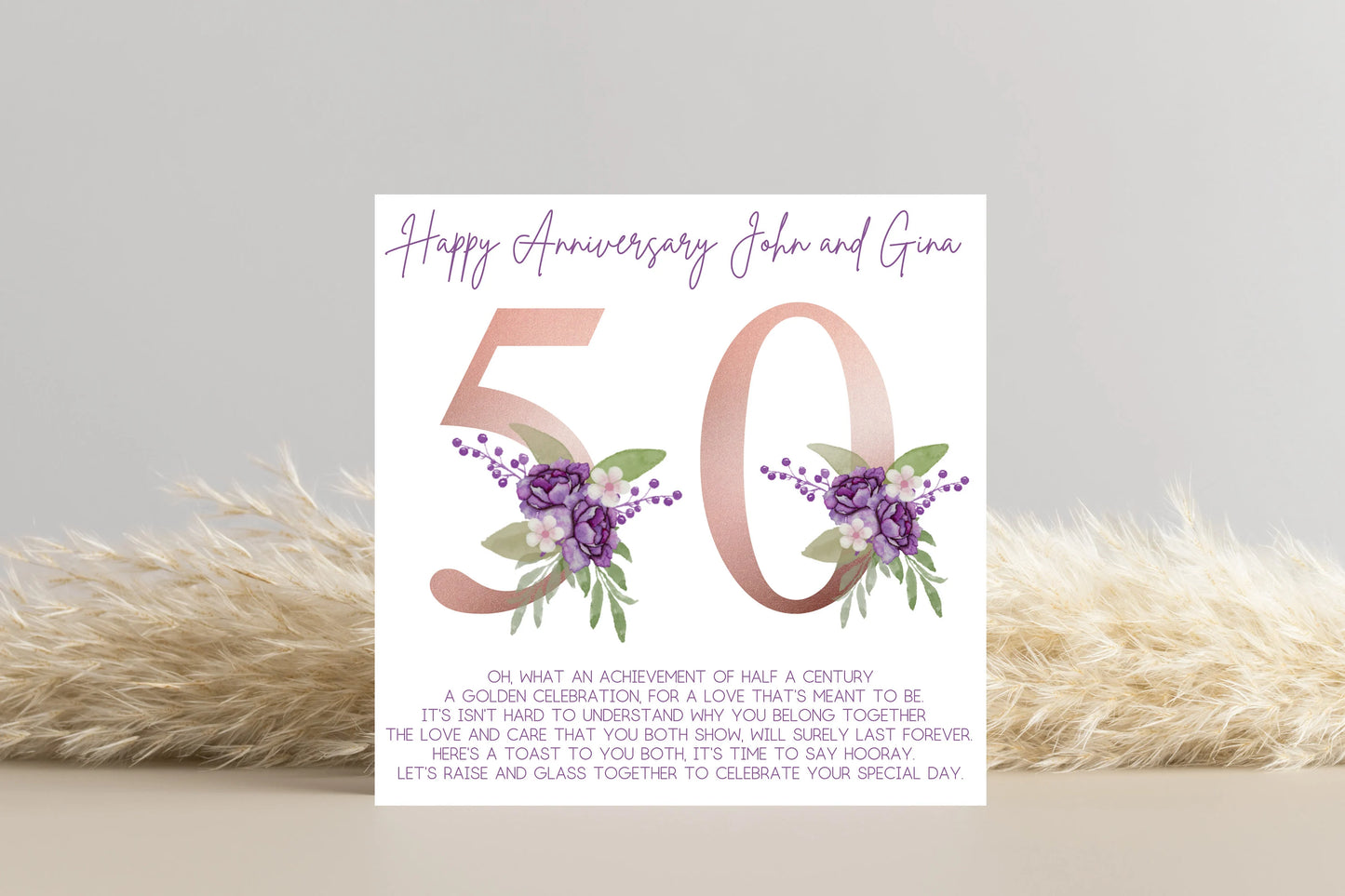 Personalised 50th Golden Wedding Anniversary Card