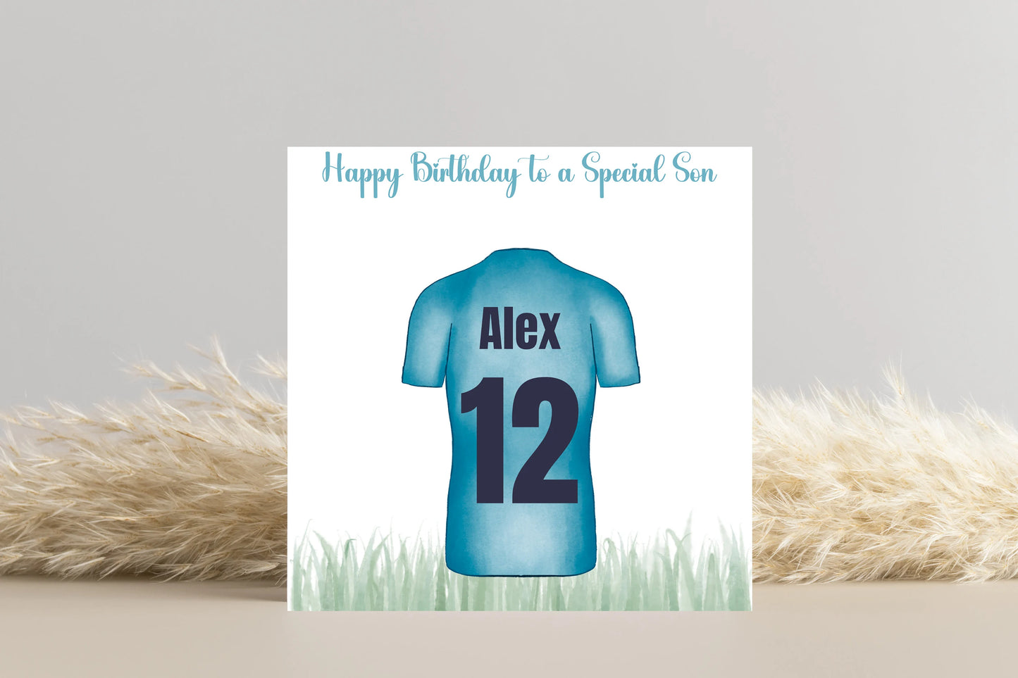 Personalised Football Shirt Name and Number Birthday Card