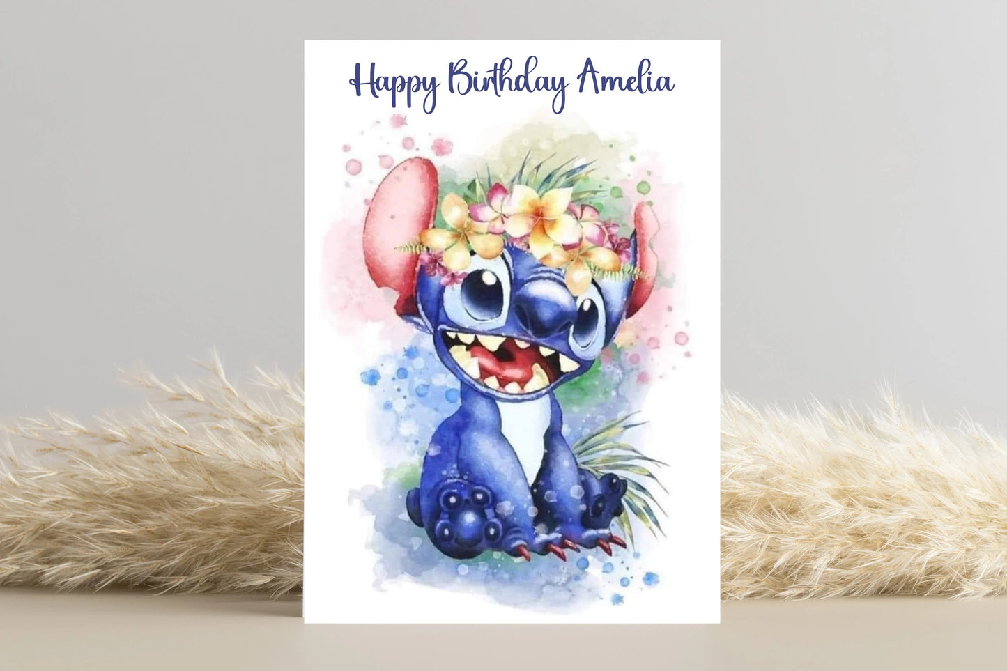 Personalised Stitch Birthday Card- Watercolour Pastel Design