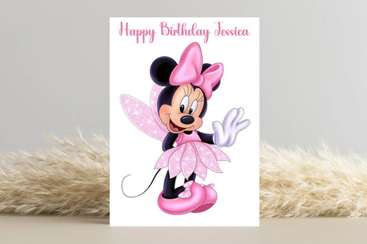 Adorable Minnie Mouse Birthday Card - Personalised