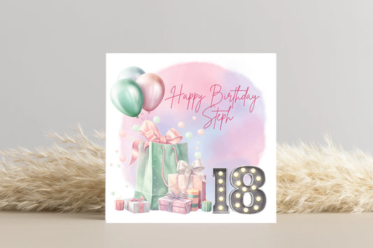 Personalised 18th Birthday Card for Her