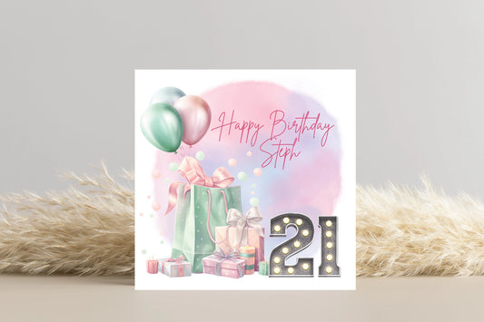 Personalised 21st Birthday Card for Her