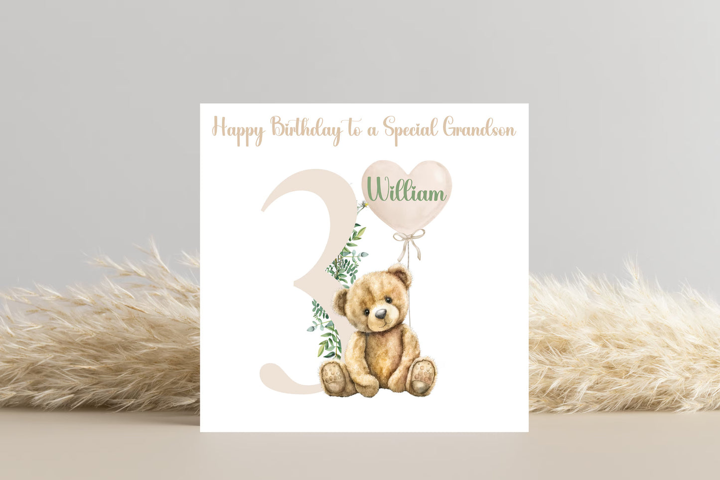 Personalised Teddy Bear beige Birthday Card