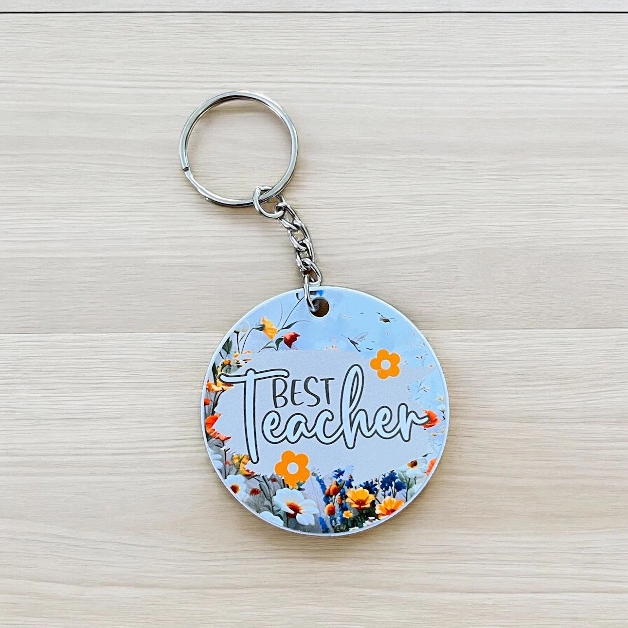 Best Teacher Flowery Keyring