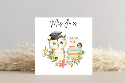 Personalised Owl Thank you Teacher Card