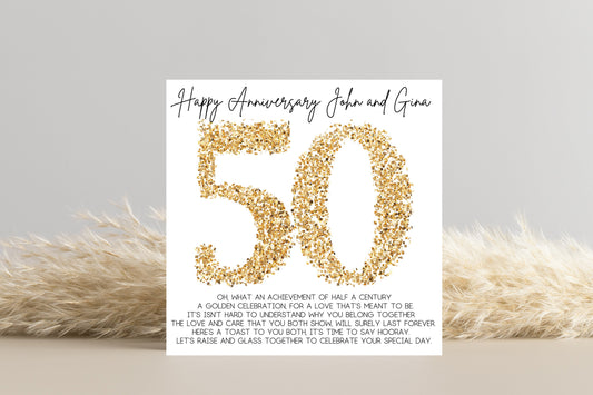 Personalised 50th Golden Wedding Anniversary Card