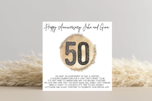 Personalised 50th Golden Wedding Anniversary Card