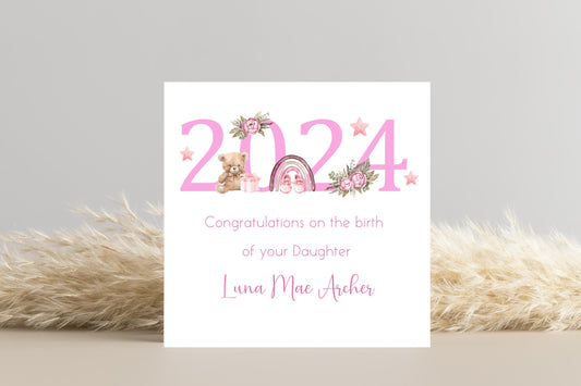 Personalised 2024 Baby Arrival Card