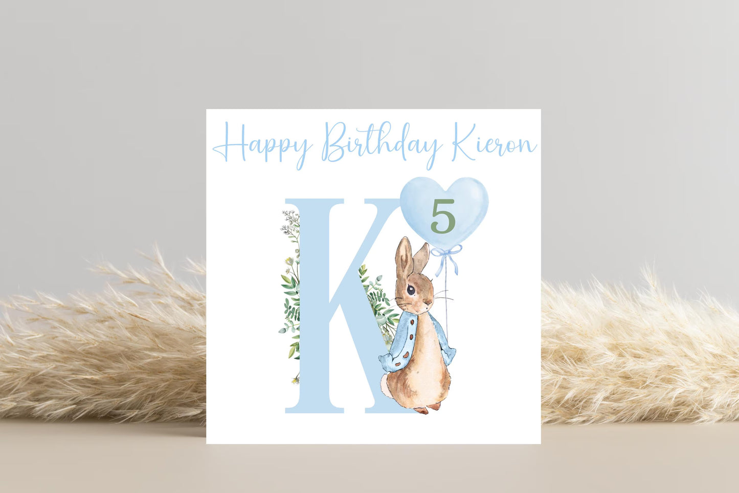 Personalised Peter Rabbit Blue Birthday Card