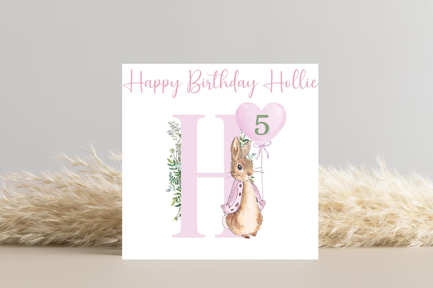 Personalised Peter Rabbit Pink Birthday Card