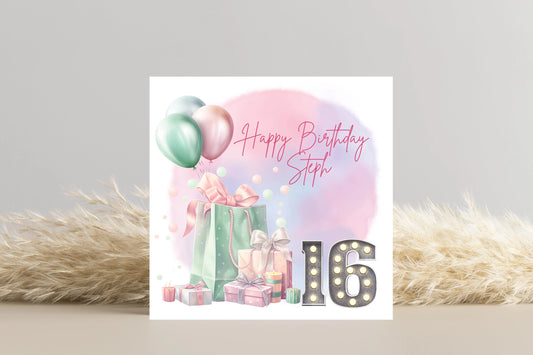 Personalised 16th Birthday Card for Her