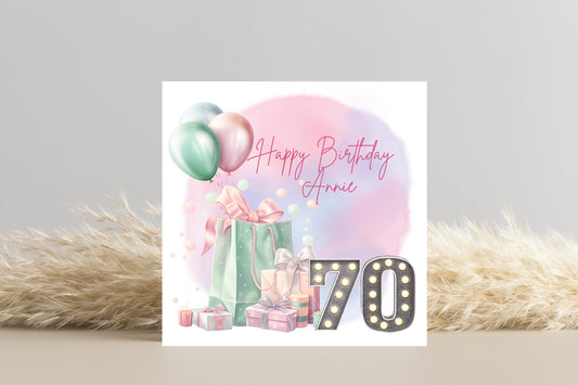 Personalised 70th Birthday Card for Her