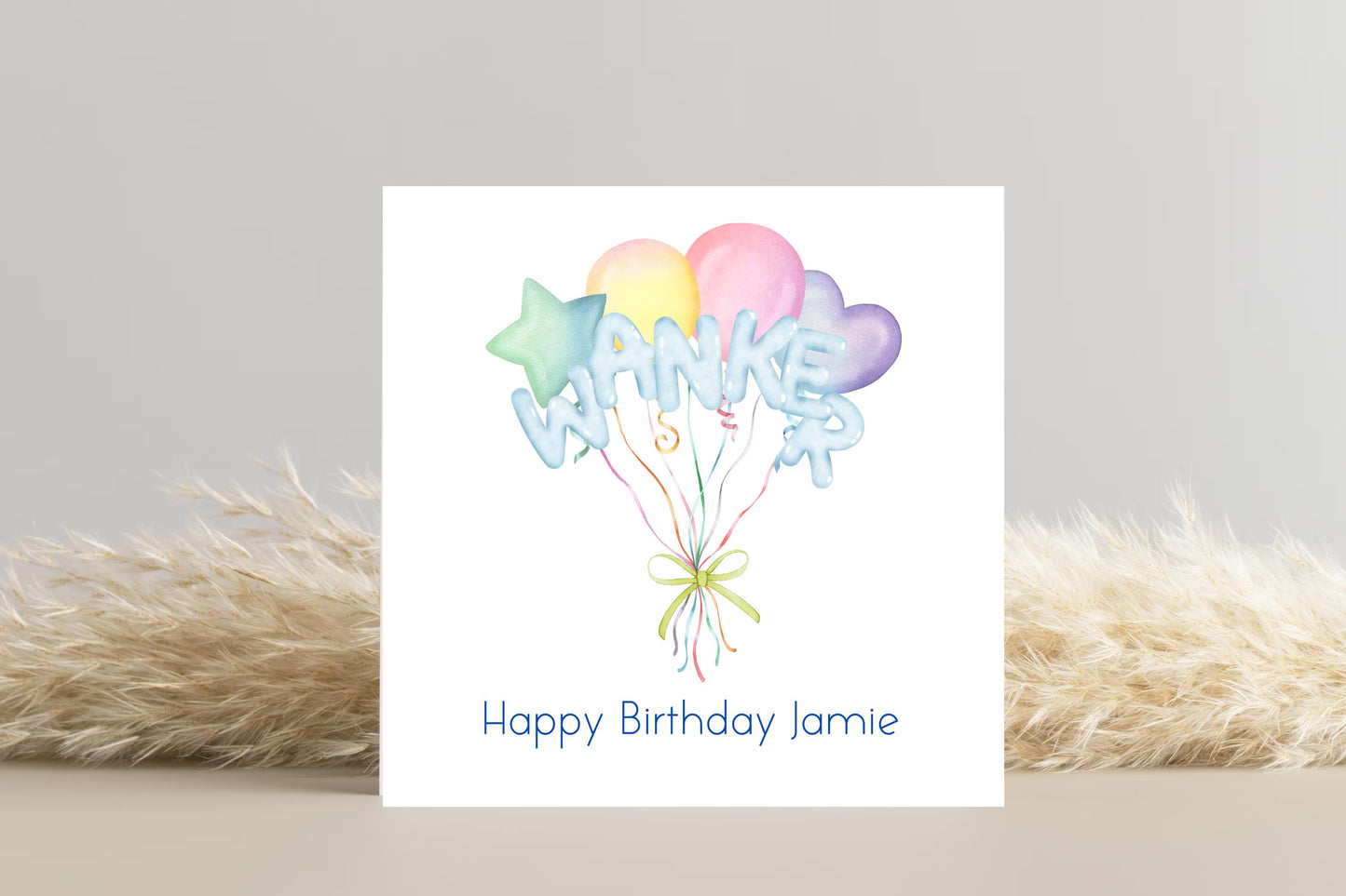 Funny Rude Wanker Balloons Birthday Card