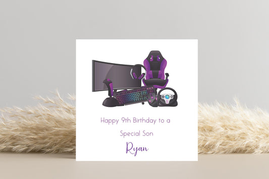 Personalised Gaming Computer Birthday Card