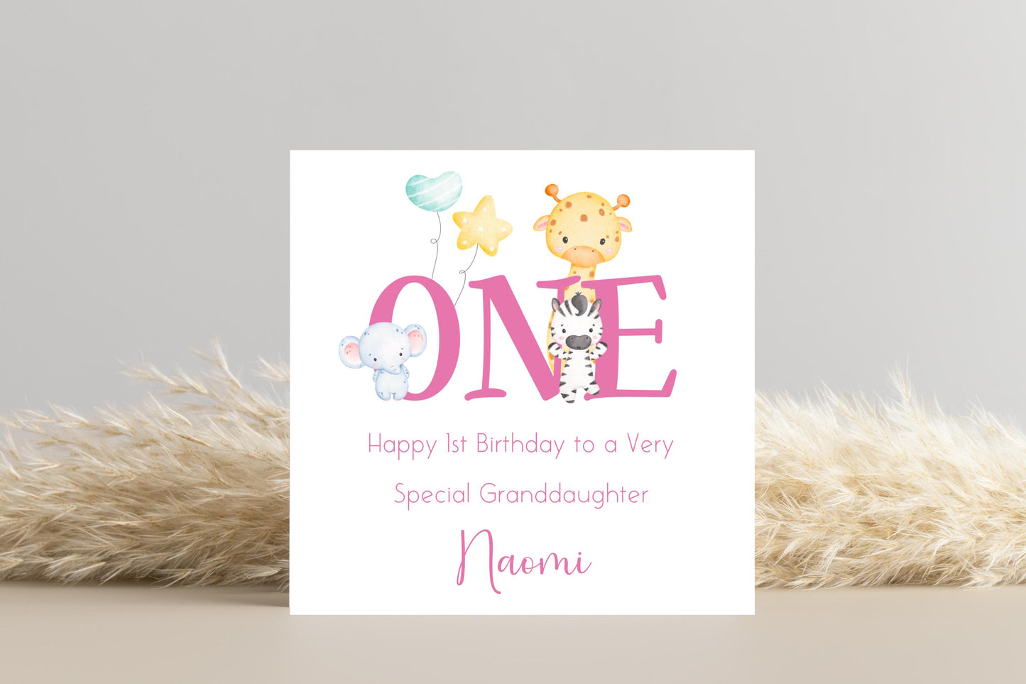 Animal ONE 1st Birthday Card - Personalised